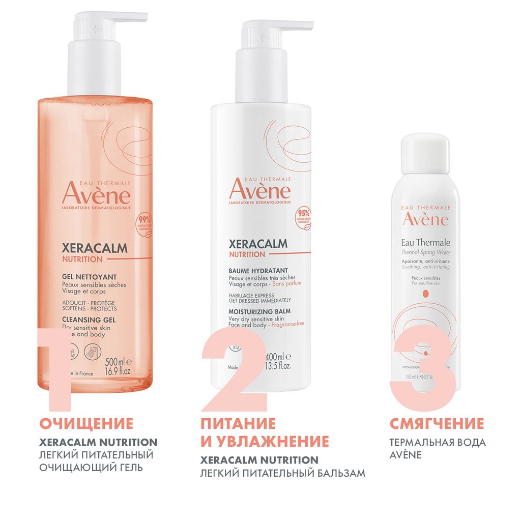 Avene XeraCalm Nutrition Бальзам питательный легкий, бальзам, для очень сухой, чувствительной кожи лица и тела, 400 мл, 1 шт.