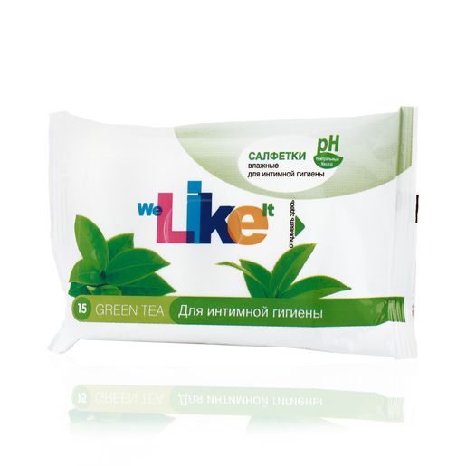 фото упаковки Лайк Салфетки влажные для интимной гигиены зеленый чай