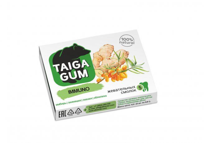 Taiga Gum Смолка жевательная Иммуно, без сахара, 5 шт.