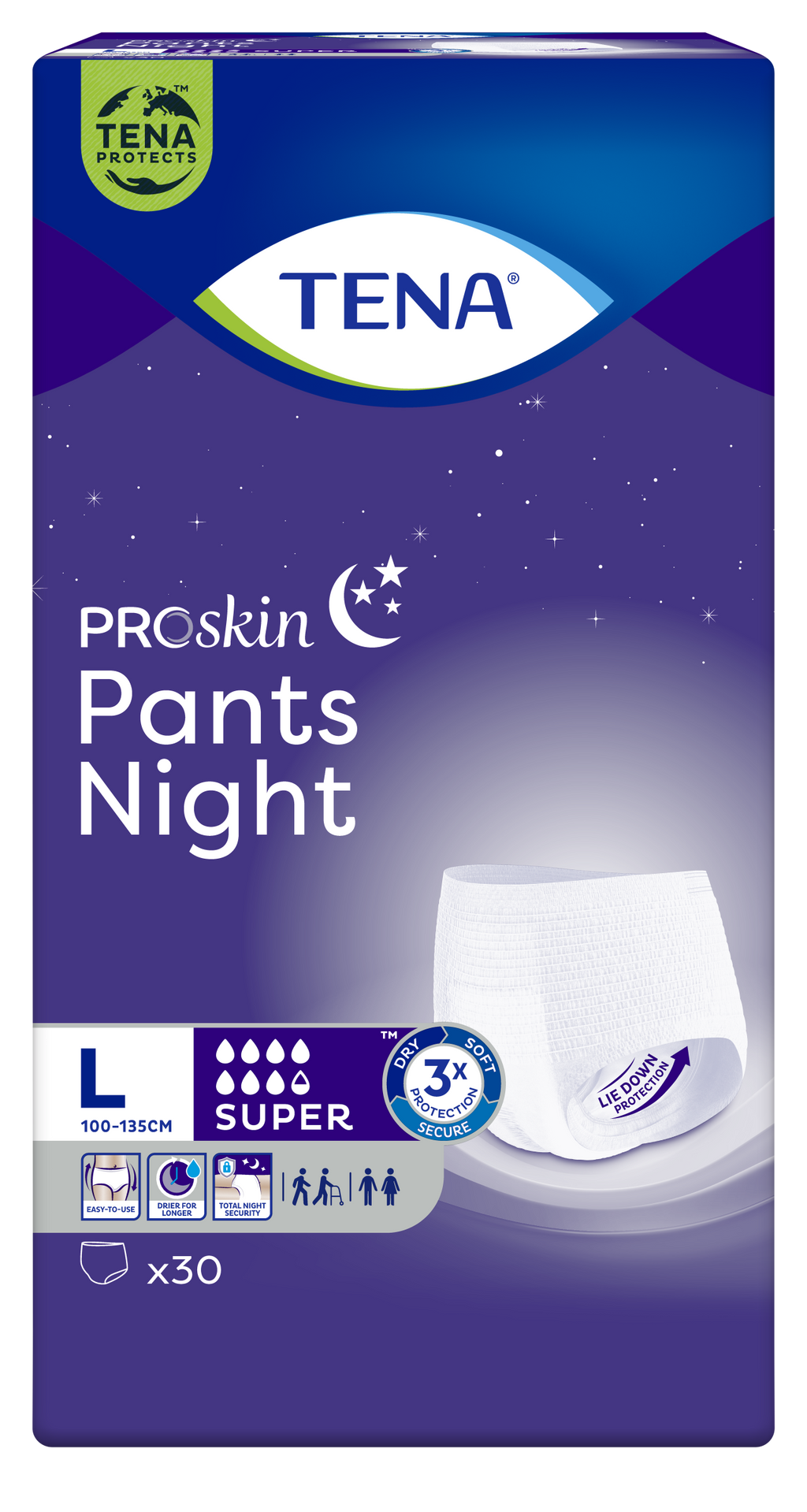 Подгузники-трусы для взрослых Tena Pants Night Super, Large L (3), 30 шт.