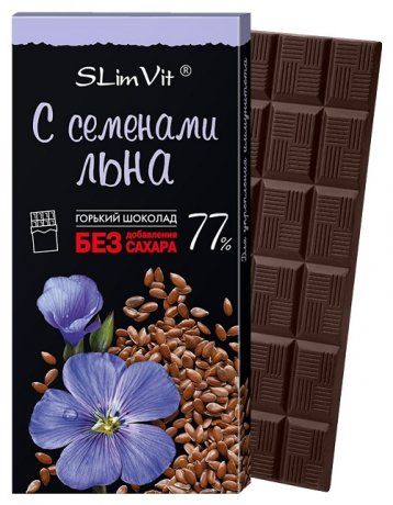 фото упаковки Slim Vit Шоколад горький с семенами льна