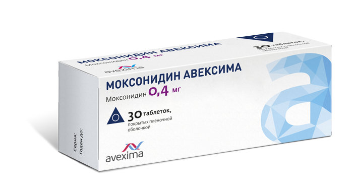 Моксонидин Авексима, 0.4 мг, таблетки, покрытые пленочной оболочкой, 30 шт.