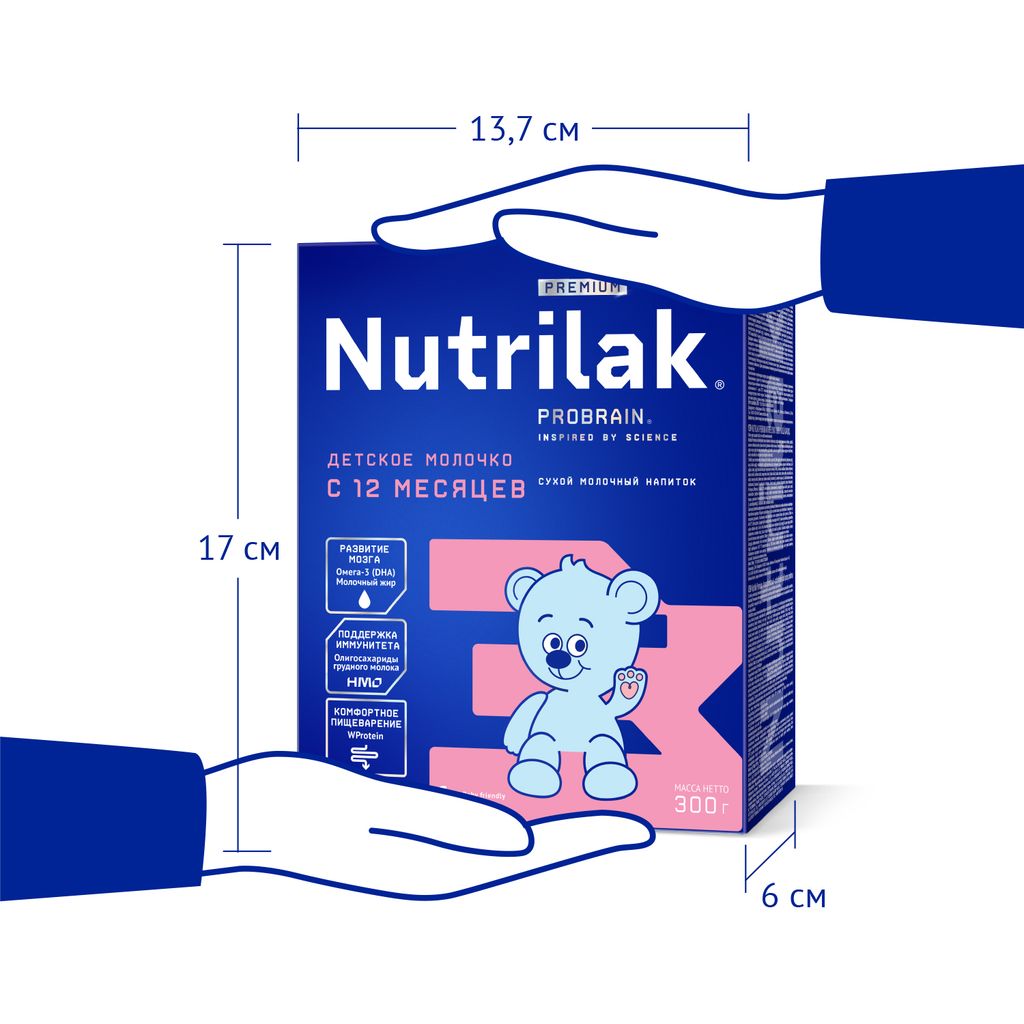 Nutrilak Premium 3 Детский сухой молочный напиток, для детей с 12 месяцев, смесь молочная сухая, 300 г, 1 шт.