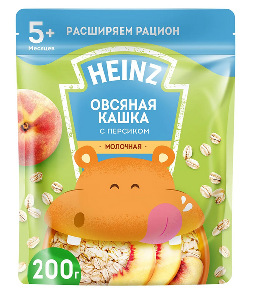 Heinz Каша молочная сухая быстрорастворимая, каша детская молочная, персик, 200 г, 1 шт.