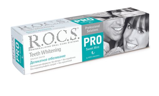 ROCS PRO Зубная паста Деликатное отбеливание Сладкая мята, без фтора, паста зубная, сладкая мята, 135 г, 1 шт.