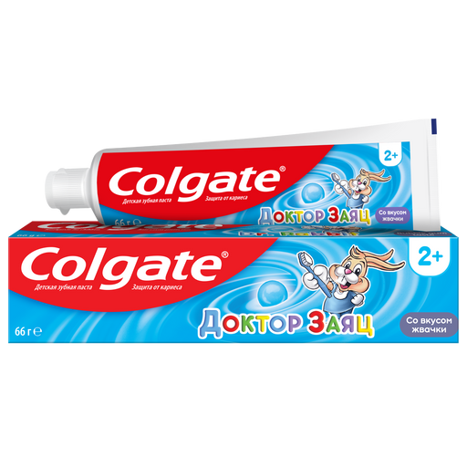 Colgate Доктор Заяц детская зубная паста, паста гелевая зубная, со вкусом жвачки, 50 мл, 1 шт.