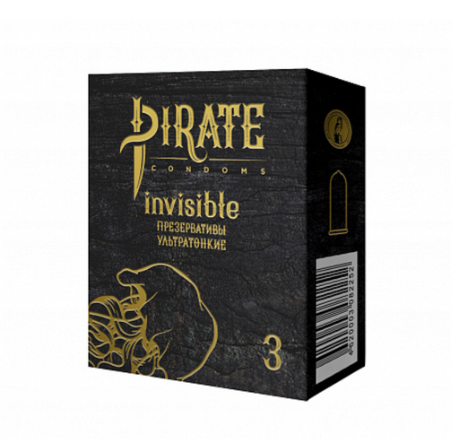 Pirate Презервативы invisible, презерватив, ультратонкие, 3 шт.