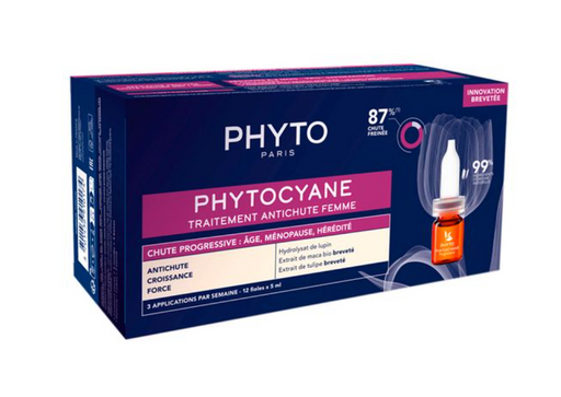 Phytosolba Phytocyane Сыворотка против выпадения волос для женщин, сыворотка, против прогрессирующего выпадения волос, 5 мл, 12 шт.