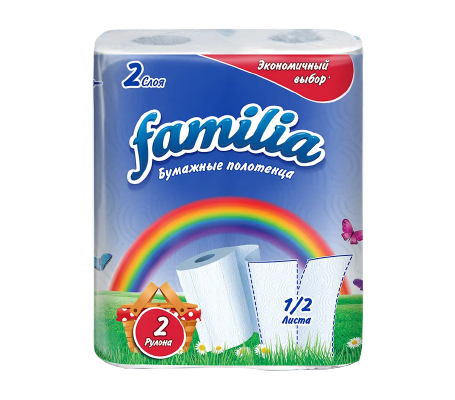 Familia Бумажные полотенца, двухслойная, белого цвета, 2 шт.