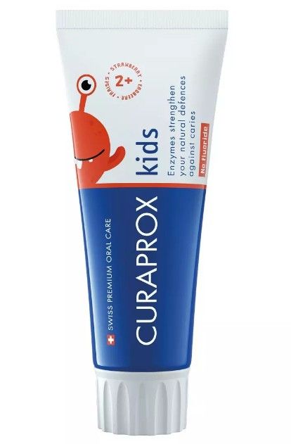 Curaprox Kids Zero Зубная паста без фтора, для детей старше 2 лет, со вкусом клубники, 60 мл, 1 шт.