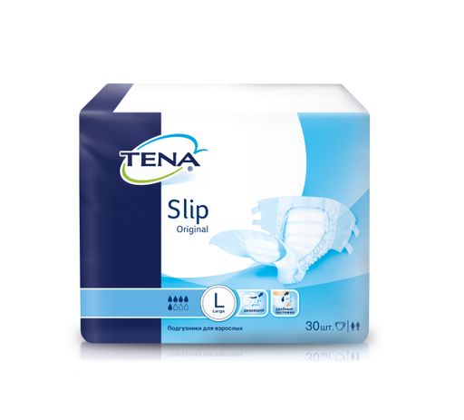 Подгузники для взрослых Tena Slip Original, Large L (3), 5 капель, 30 шт.