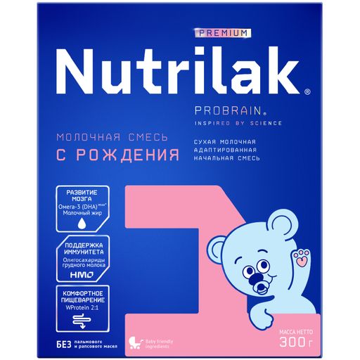 Nutrilak Premium 1 Смесь молочная адаптированная с рождения, от 0 до 6 мес., смесь молочная сухая, 300 г, 1 шт.