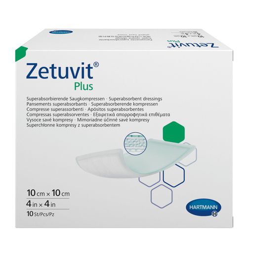 Zetuvit Plus Повязка суперабсорбирующая, 10смх10см, повязка стерильная, 10 шт.