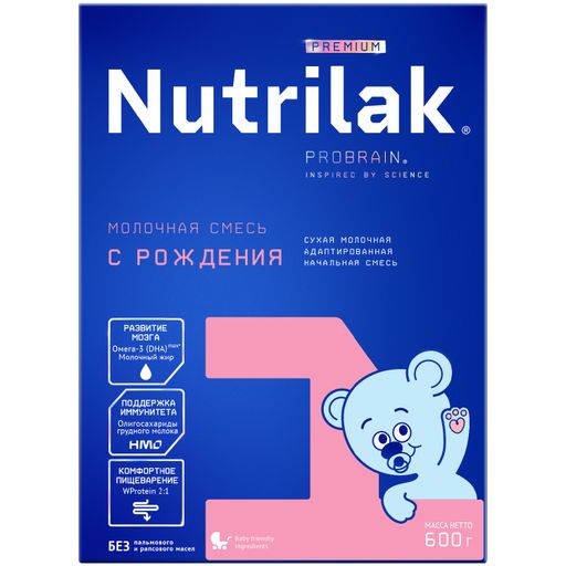 Nutrilak Premium+ 1 Смесь молочная 0-6 мес, смесь молочная сухая, 600 г, 1 шт.
