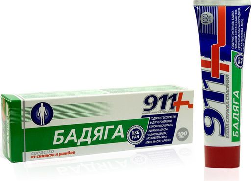 911 гель-бальзам Бадяга, гель-бальзам, 100 мл, 1 шт.