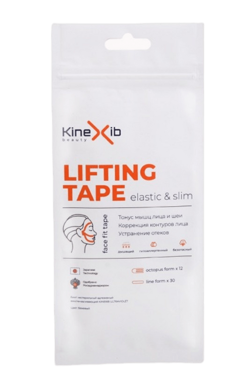 Kinexib Lifting Tape Кинезио тейп для эстетического тейпирования, бежевый, набор, 12 W-лент, 30 I-тейпов, 1 шт.