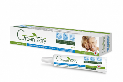 Green story Крем для фиксации зубных протезов, крем для фиксации зубных протезов, мятный вкус, 60 г, 1 шт.
