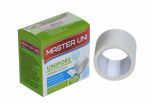 Master Uni Unipore Лейкопластырь фиксирующий, 3х500, пластырь, нетканая основа, 1 шт.