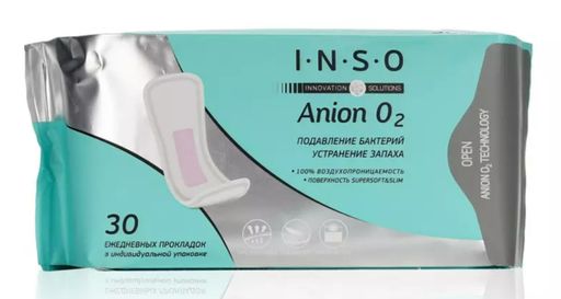 INSO Anion O2 Прокладки ежедневные Подавление бактерий, прокладки ежедневные, 30 шт.