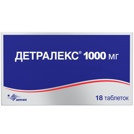 Детралекс №18, 1000 мг, таблетки, покрытые пленочной оболочкой, 18 шт.