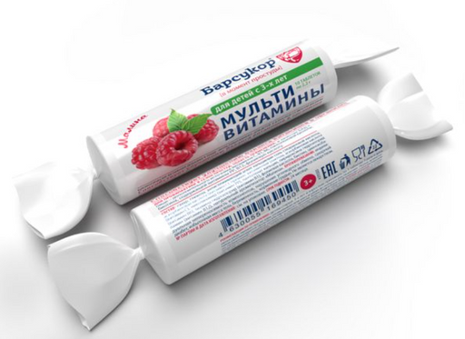 Барсукор Мультивитамины для детей и взрослых, для детей с 3 лет и взрослых, таблетки, малина, 2.2 г, 10 шт.