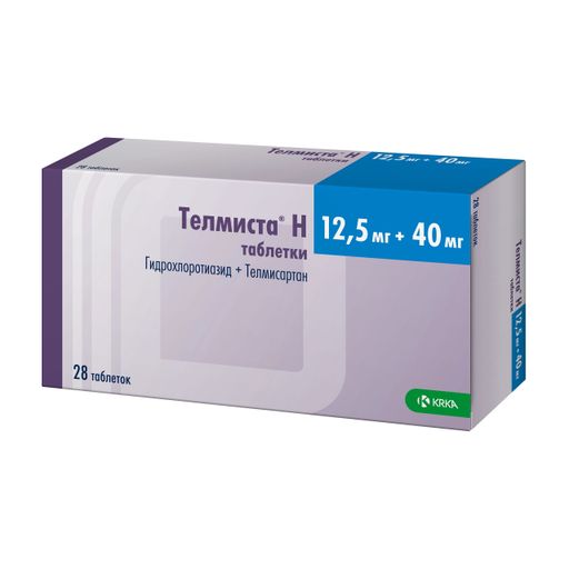 Телмиста Н, 12.5 мг+40 мг, таблетки, 28 шт.