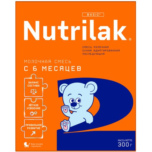 Nutrilak 2 Смесь сухая молочная адаптированная 6-12 мес, смесь молочная сухая, 300 г, 1 шт.